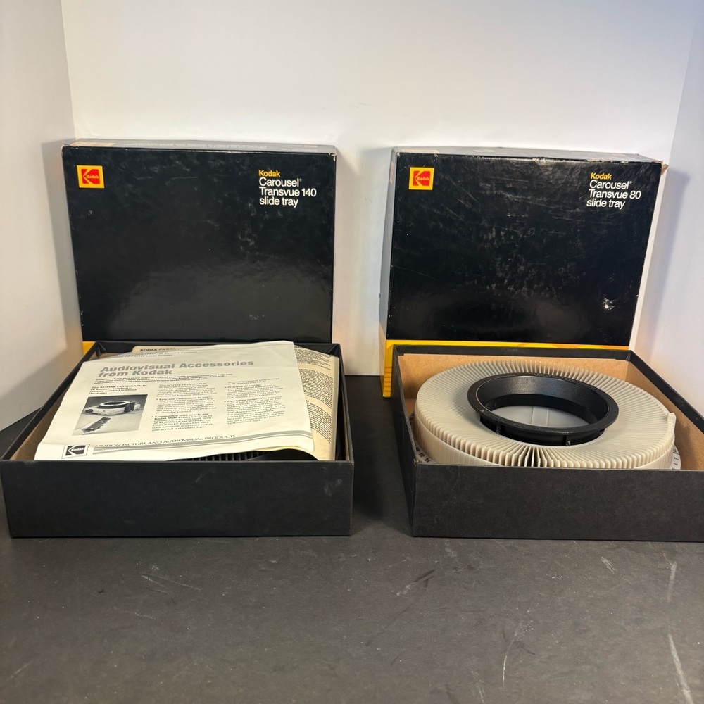Kodak Carousel Transvue Slide Trays 80 & 140 w/ Boxes Vintage